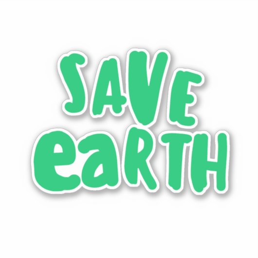Save Earth day Typography, Eco Environmental  Sticker (Voorkant)