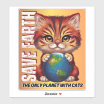 SAVE EARTH De enige planeet met katten - Sticker