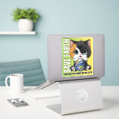 SAVE EARTH De enige planeet met katten - Sticker (Laptop op bureau)