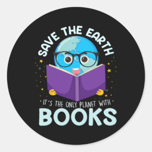 Save Earth is de enige planeet met boeken die de a Ronde Sticker