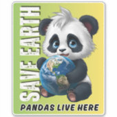 SAVE EARTH Panda's leven hier - Earth Day Sticker (Voorkant)