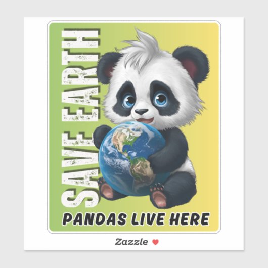 SAVE EARTH Panda's leven hier - Earth Day Sticker (Vel)