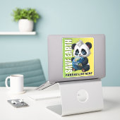 SAVE EARTH Panda's leven hier - Earth Day Sticker (Laptop op bureau)