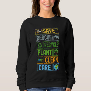 Save Earth Protect Natuur Recyclen Planet Eco-Frie Trui