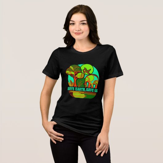 Save Earth Save Us Elephant Earth Day T-Shirt (Voorkant volledig)