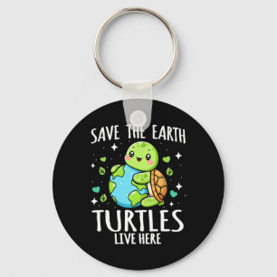 Save Earth Schildpad Ontwerp - Funny Animal Earth  Sleutelhanger