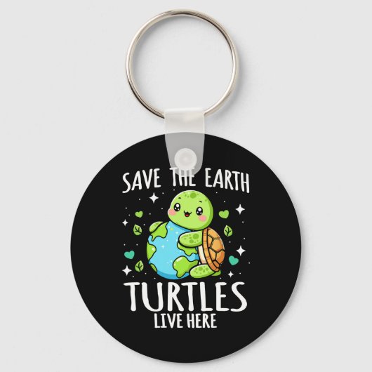 Save Earth Schildpad Ontwerp - Funny Animal Earth Sleutelhanger (Voorkant)