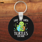 Save Earth Schildpad Ontwerp - Funny Animal Earth Sleutelhanger (Voorkant)