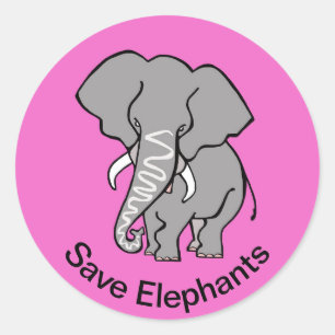 Save ELEPHANTS - Bedreigd dier - Wildlife -Pink Ronde Sticker