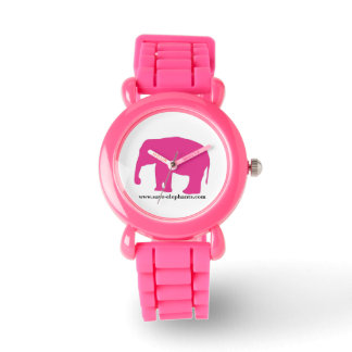 Save-Elephants.com Meisjes Roze Olifant Horloge
