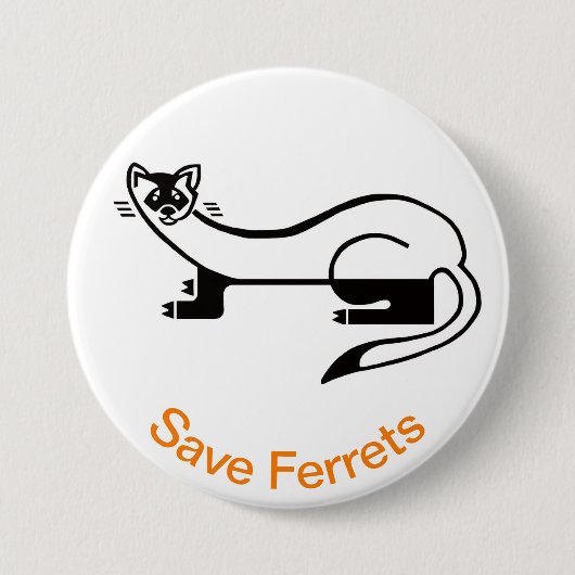Save FERRETS - Bedreigde dieren grafiek - Ronde Button 7,6 Cm (Voorkant)