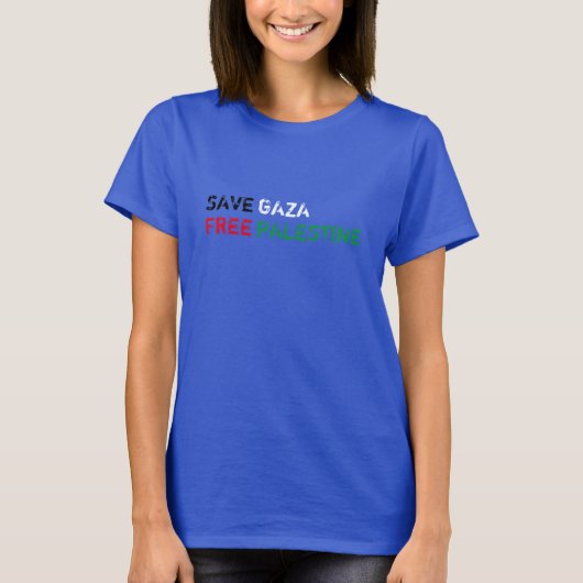 Save Gaza Free Palestine grunge typografie T-shirt (Voorkant)