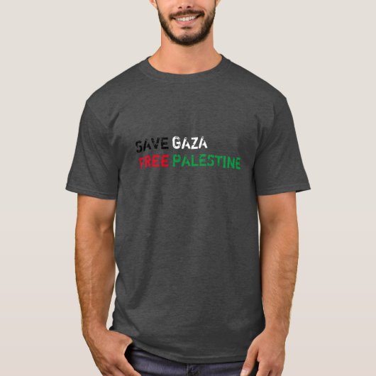 Save Gaza Free Palestine grunge typografie T-shirt (Voorkant)