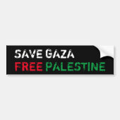 Save Gaza Gratis Palestina wit rood groen zwart Bumpersticker (Voorkant)