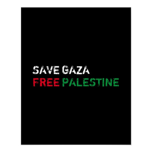 Save Gaza Gratis Palestina wit rood groen zwart Perfect Poster (Voorkant)