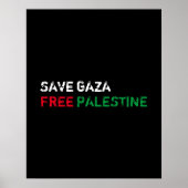 Save Gaza Gratis Palestina wit rood groen zwart Poster (Voorkant)