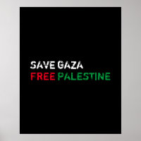 Save Gaza Gratis Palestina wit rood groen zwart