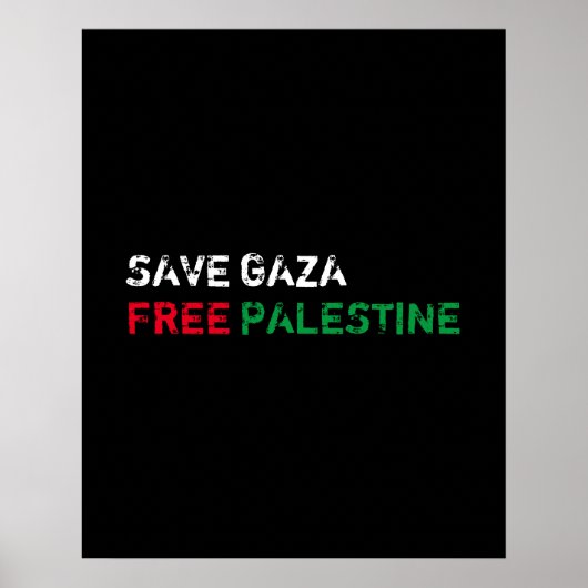 Save Gaza Gratis Palestina wit rood groen zwart Poster (Voorkant)