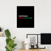 Save Gaza Gratis Palestina wit rood groen zwart Poster (Thuiskantoor)