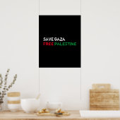 Save Gaza Gratis Palestina wit rood groen zwart Poster (Keuken)