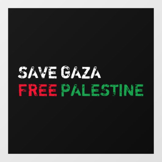 Save Gaza Gratis Palestina wit rood groen zwart Raamsticker (Vel)