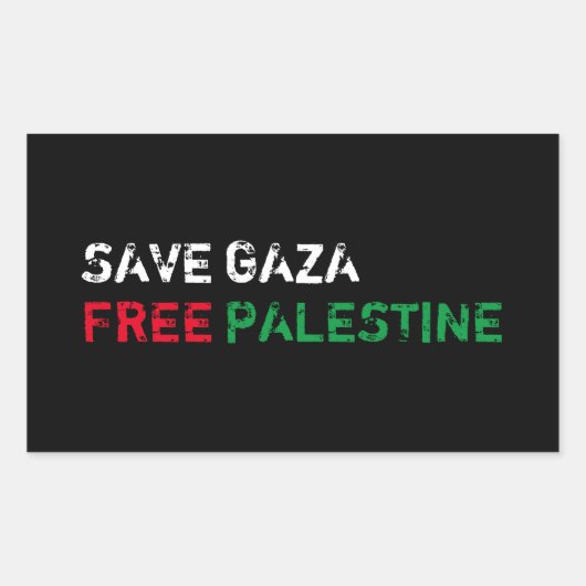 Save Gaza Gratis Palestina wit rood groen zwart Rechthoekige Sticker (Voorkant)