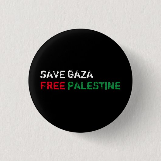 Save Gaza Gratis Palestina wit rood groen zwart Ronde Button 3,2 Cm (Voorkant)