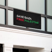 Save Gaza Gratis Palestina wit rood groen zwart Spandoek (Buitenkant Gebouw)