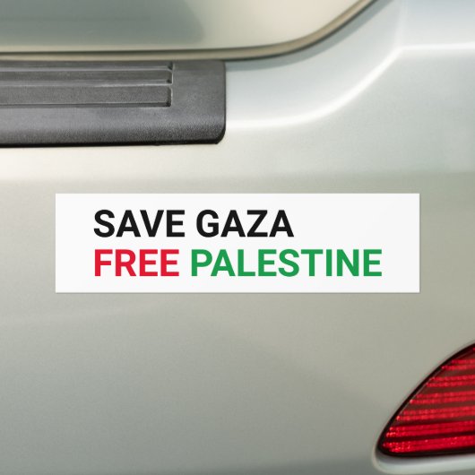 Save Gaza Gratis Palestina zwart rood groen wit Bumpersticker (Op auto)
