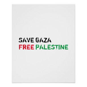 Save Gaza Gratis Palestina zwart rood groen wit Perfect Poster