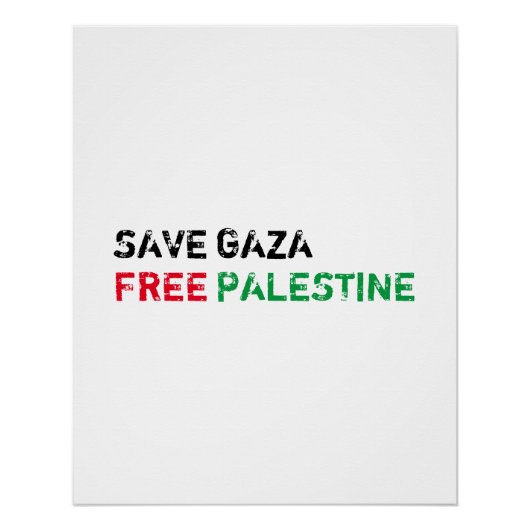 Save Gaza Gratis Palestina zwart rood groen wit Perfect Poster (Voorkant)