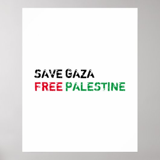 Save Gaza Gratis Palestina zwart rood groen wit Poster (Voorkant)