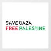 Save Gaza Gratis Palestina zwart rood groen wit Raamsticker (Vel)
