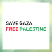 Save Gaza Gratis Palestina zwart rood groen wit Raamsticker (Vel 3)