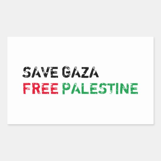 Save Gaza Gratis Palestina zwart rood groen wit Rechthoekige Sticker (Voorkant)