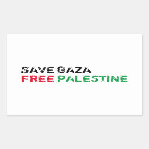 Save Gaza Gratis Palestina zwart rood groen wit Rechthoekige Sticker