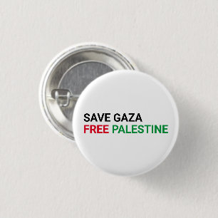 Save Gaza Gratis Palestina zwart rood groen wit Ronde Button 3,2 Cm