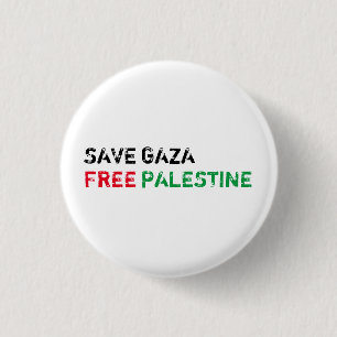 Save Gaza Gratis Palestina zwart rood groen wit Ronde Button 3,2 Cm