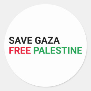 Save Gaza Gratis Palestina zwart rood groen wit Ronde Sticker