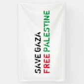 Save Gaza Gratis Palestina zwart rood groen wit Spandoek (Verticaal)