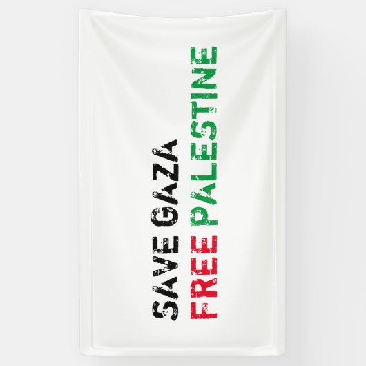 Save Gaza Gratis Palestina zwart rood groen wit Spandoek (Verticaal)
