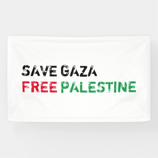 Save Gaza Gratis Palestina zwart rood groen wit Spandoek (Horizontaal)