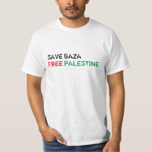 Save Gaza Gratis Palestina zwart rood groen wit T-shirt