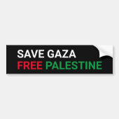 Save Gaza Gratis Palestina zwart wit rood groen Bumpersticker (Voorkant)