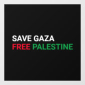 Save Gaza Gratis Palestina zwart wit rood groen Raamsticker (Vel)