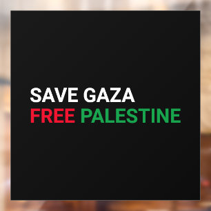 Save Gaza Gratis Palestina zwart wit rood groen Raamsticker