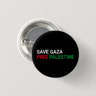 Save Gaza Gratis Palestina zwart wit rood groen Ronde Button 3,2 Cm