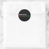 Save Gaza Gratis Palestina zwart wit rood groen Ronde Sticker (Tas)