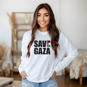 SAVE GAZA wit T-shirt met lange mouw voor vrouwen