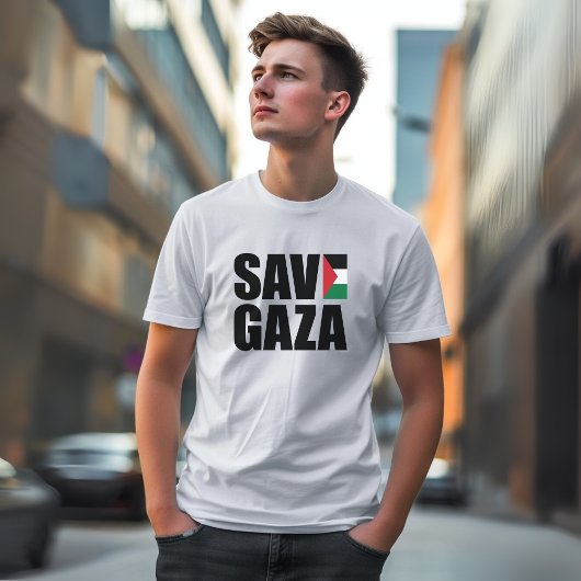 SAVE GAZA wit T-shirt voor man